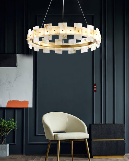 Alabaster Halo Chandelier - Elegant Design with Adjustable Brightness