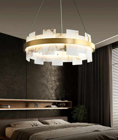 Alabaster Halo Chandelier - Elegant Design with Adjustable Brightness