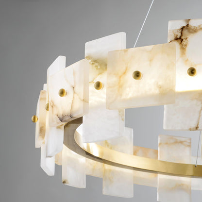Alabaster Halo Chandelier - Elegant Design with Adjustable Brightness