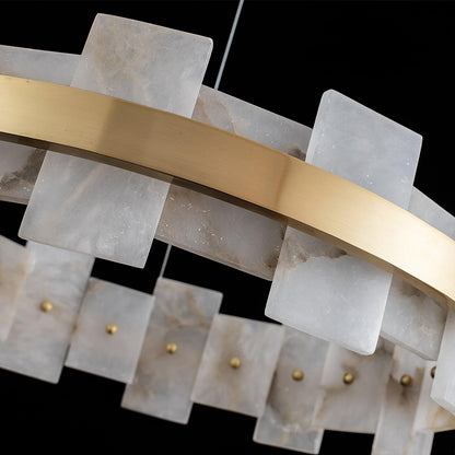 Alabaster Halo Chandelier - Elegant Design with Adjustable Brightness
