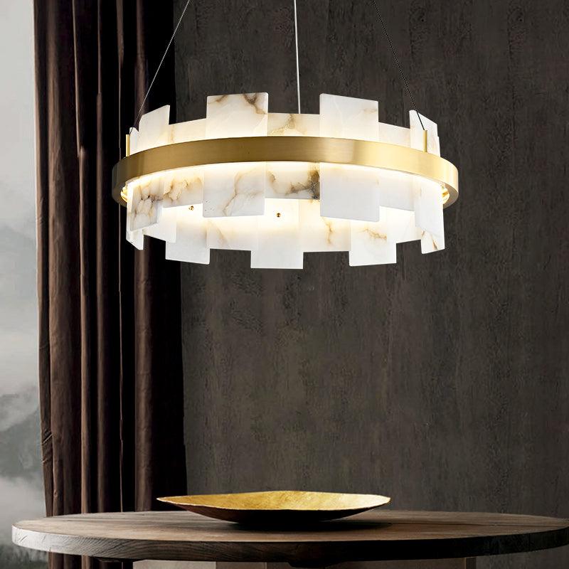 Alabaster Halo Chandelier - Elegant Design with Adjustable Brightness