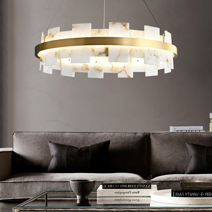 Alabaster Halo Chandelier - Elegant Design with Adjustable Brightness