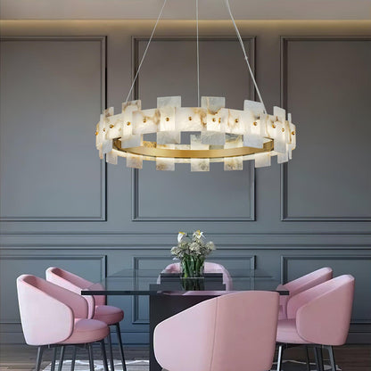 Alabaster Halo Chandelier - Elegant Design with Adjustable Brightness