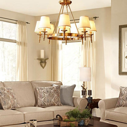 Elegant Antique Brass Chandelier with Adjustable Height and 6 Lights