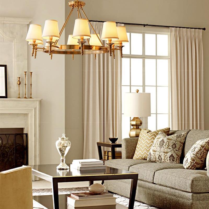Elegant Antique Brass Chandelier with Adjustable Height and 6 Lights