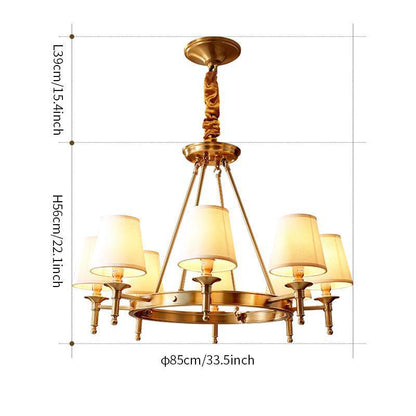 Elegant Antique Brass Chandelier with Adjustable Height and 6 Lights