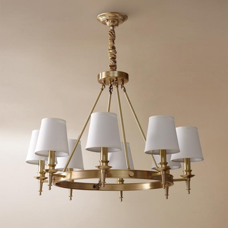 Elegant Antique Brass Chandelier with Adjustable Height and 6 Lights