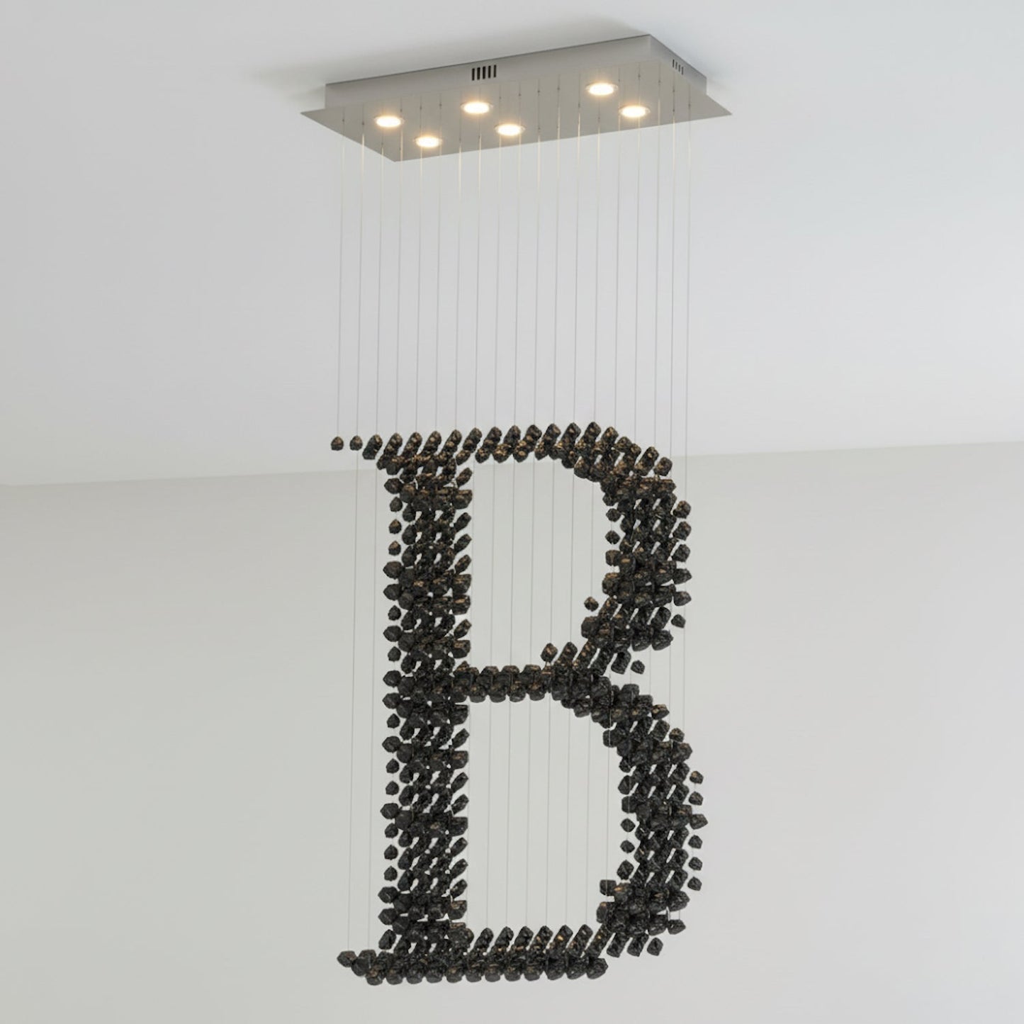 Elegant Black Stone Chandeliers - Adjustable Height, Energy Efficient