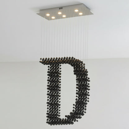 Charcoal Chandeliers D - Elegant Design with Adjustable Height & LED L