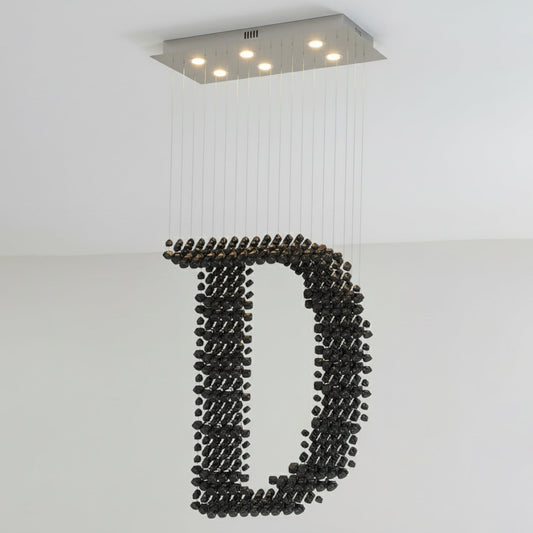 Charcoal Chandeliers D - Elegant Design with Adjustable Height & LED L