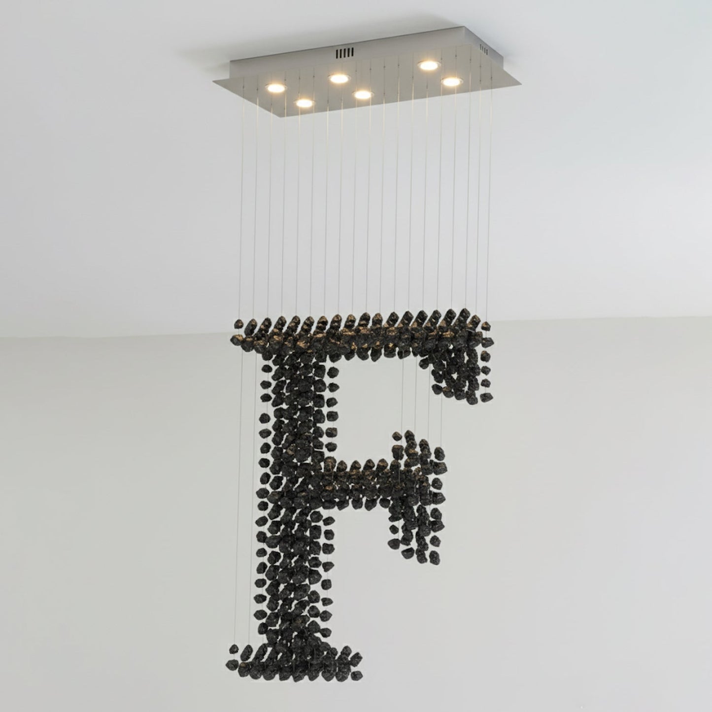 Elegant Black Stone Chandeliers - Adjustable Height, Energy Efficient