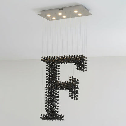 Elegant Black Stone Chandeliers - Adjustable Height, Energy Efficient