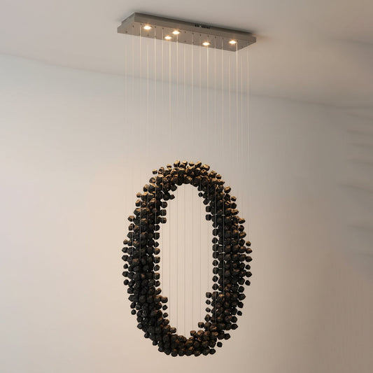 Elegant Charcoal Chandeliers - Adjustable Height & Energy Efficient Li