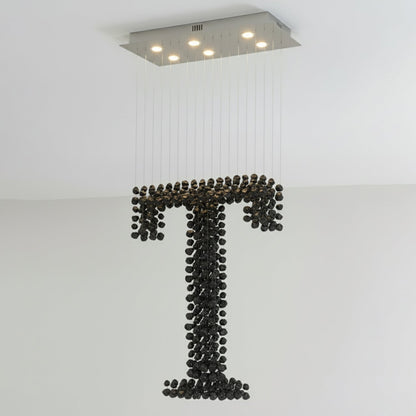 Elegant Charcoal Chandeliers - Adjustable Height & Energy Efficient Li