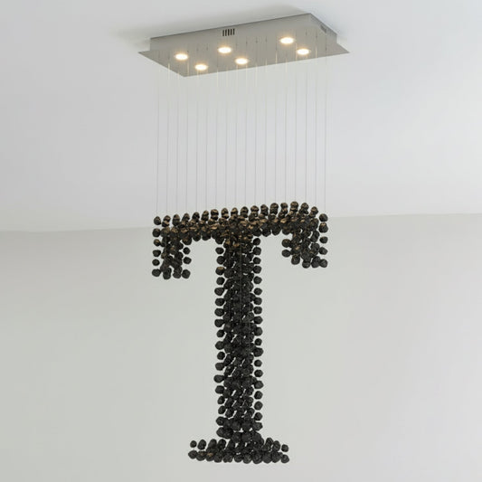 Elegant Charcoal Chandeliers - Adjustable Height & Energy Efficient Li