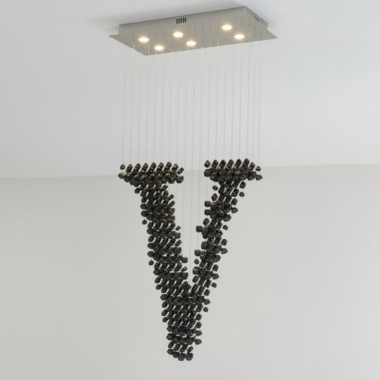 Charcoal Chandeliers V - Elegant Design with Adjustable Height & LED L
