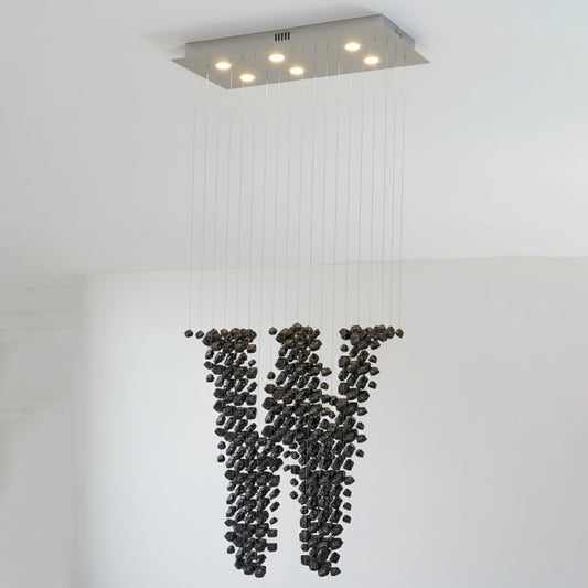 Elegant Charcoal Chandeliers with Adjustable Height and LED Compatibil