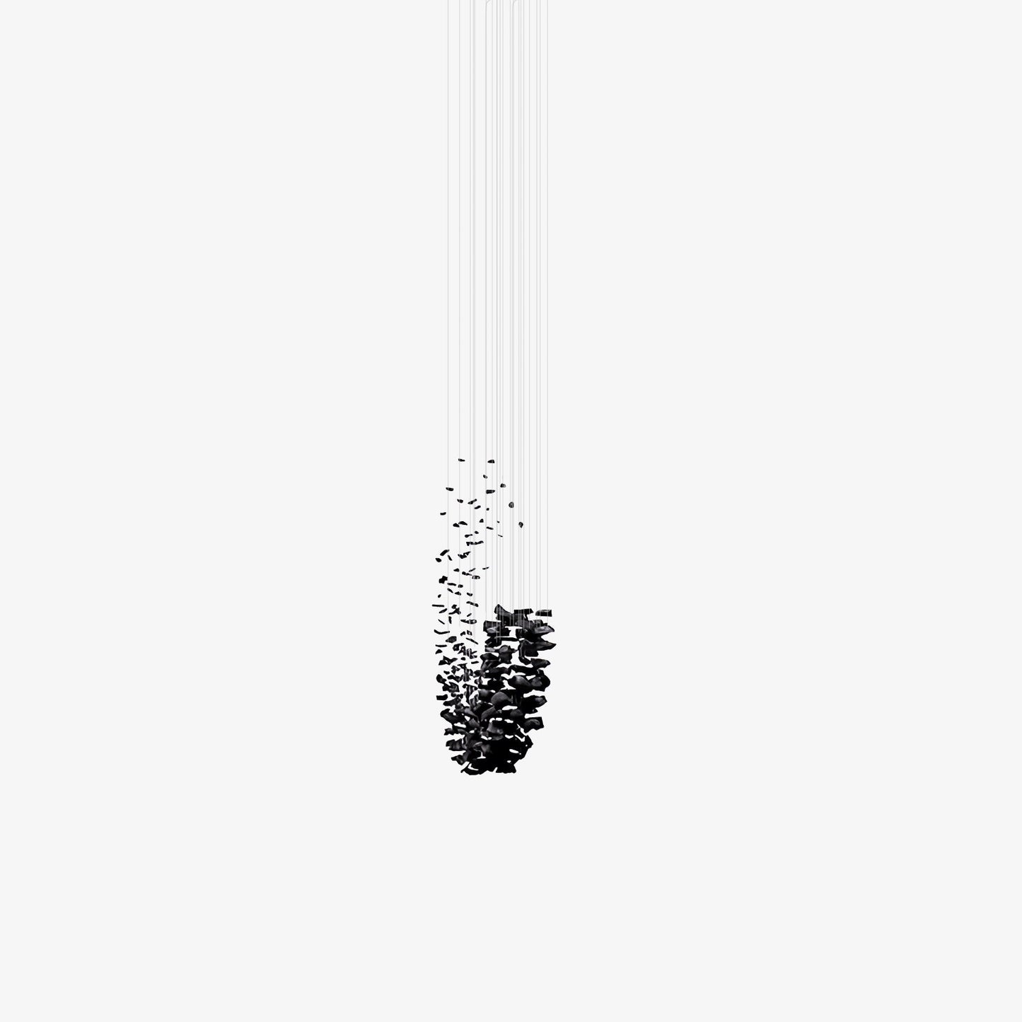 Charcoal Cascade Pixel Chandelier - Adjustable Height, LED Lighting