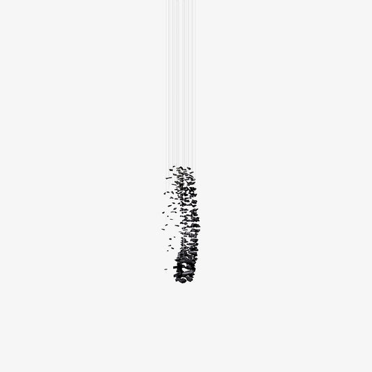 Charcoal Cascade Pixel Chandelier - Adjustable Height, LED Lighting