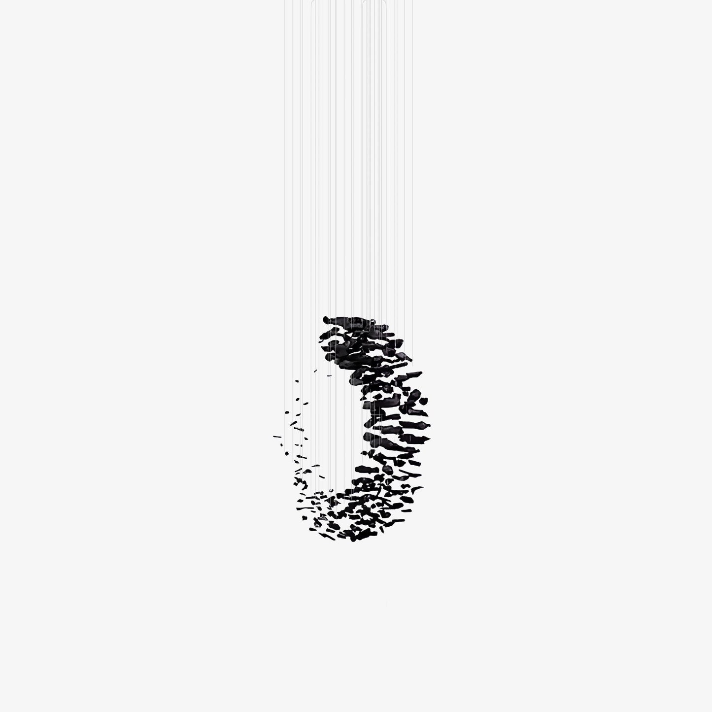 Charcoal Cascade Pixel Chandelier - Adjustable Height, LED Lighting