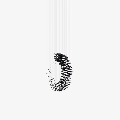 Charcoal Cascade Pixel Chandelier - Adjustable Height, LED Lighting