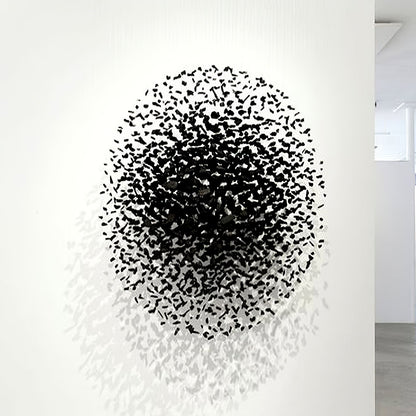 Charcoal Cascade Pixel Chandelier - Adjustable Height, LED Lighting