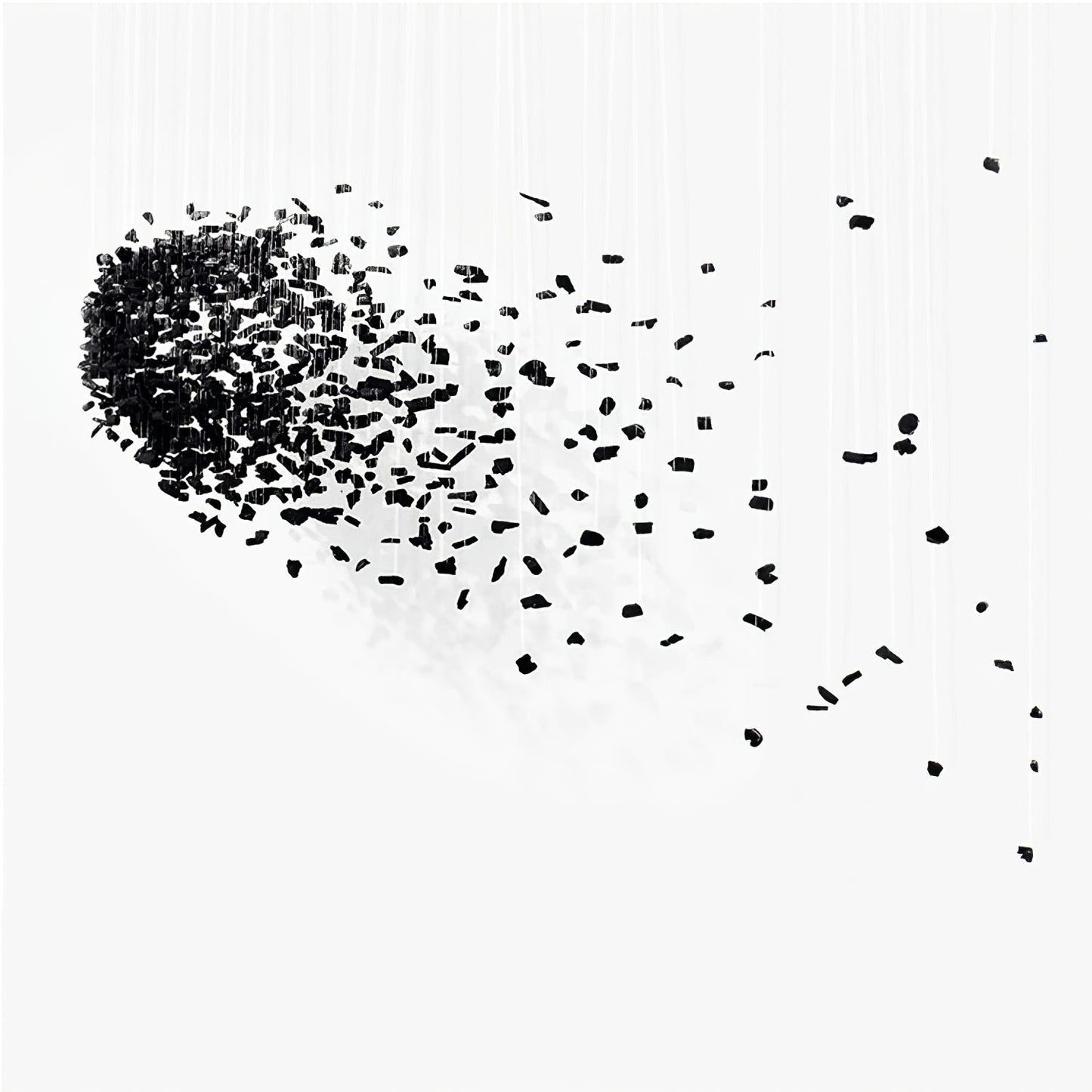 Charcoal Cascade Pixel Chandelier - Adjustable Height, LED Lighting