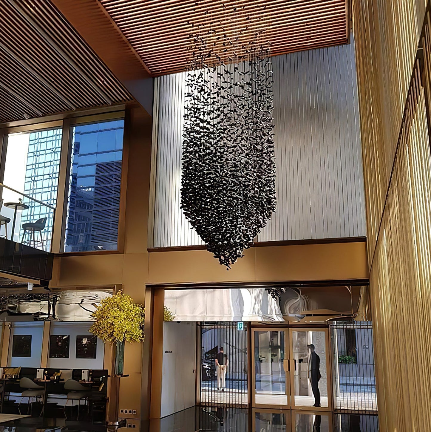 Charcoal Cascade Pixel Chandelier - Adjustable Height, LED Lighting