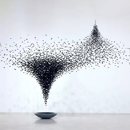 Charcoal Cascade Pixel Chandelier - Adjustable Height, LED Lighting