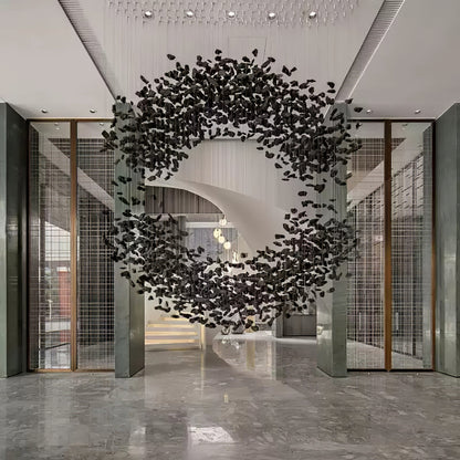 Charcoal Cascade Pixel Chandelier - Adjustable Height, LED Lighting