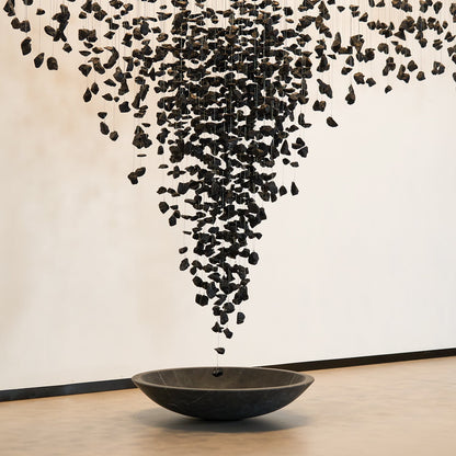 Charcoal Hourglass Chandelier - Modern Design with Adjustable Height