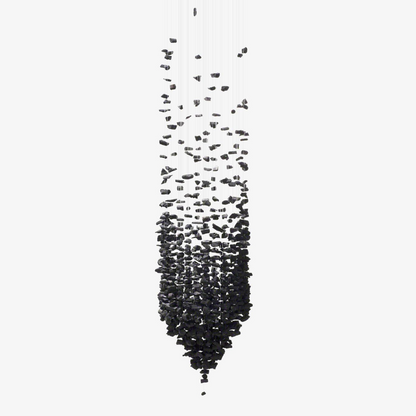 Elegant Black Stone Chandeliers - Adjustable Height, Energy Efficient