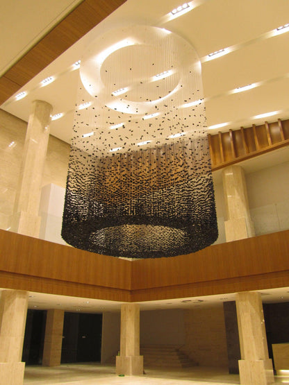 Elegant Black Stone Chandeliers - Adjustable Height, Energy Efficient