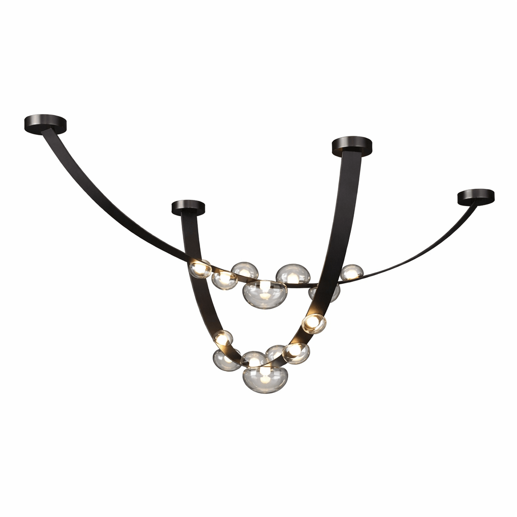 Orvyn Leather Arc Chandelier - Elegant Design with Adjustable Height