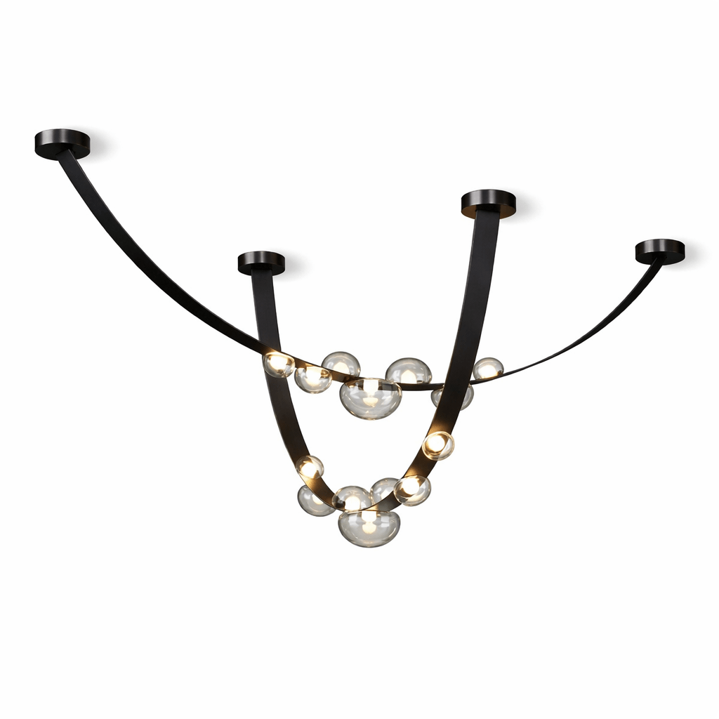 Orvyn Leather Arc Chandelier - Elegant Design with Adjustable Height