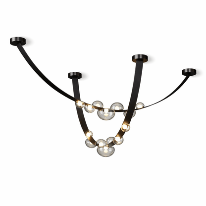 Orvyn Leather Arc Chandelier - Elegant Design with Adjustable Height