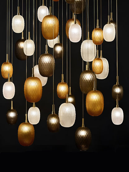 Elegant Chromatic Gem Drop Chandelier - Adjustable Height, LED Compati