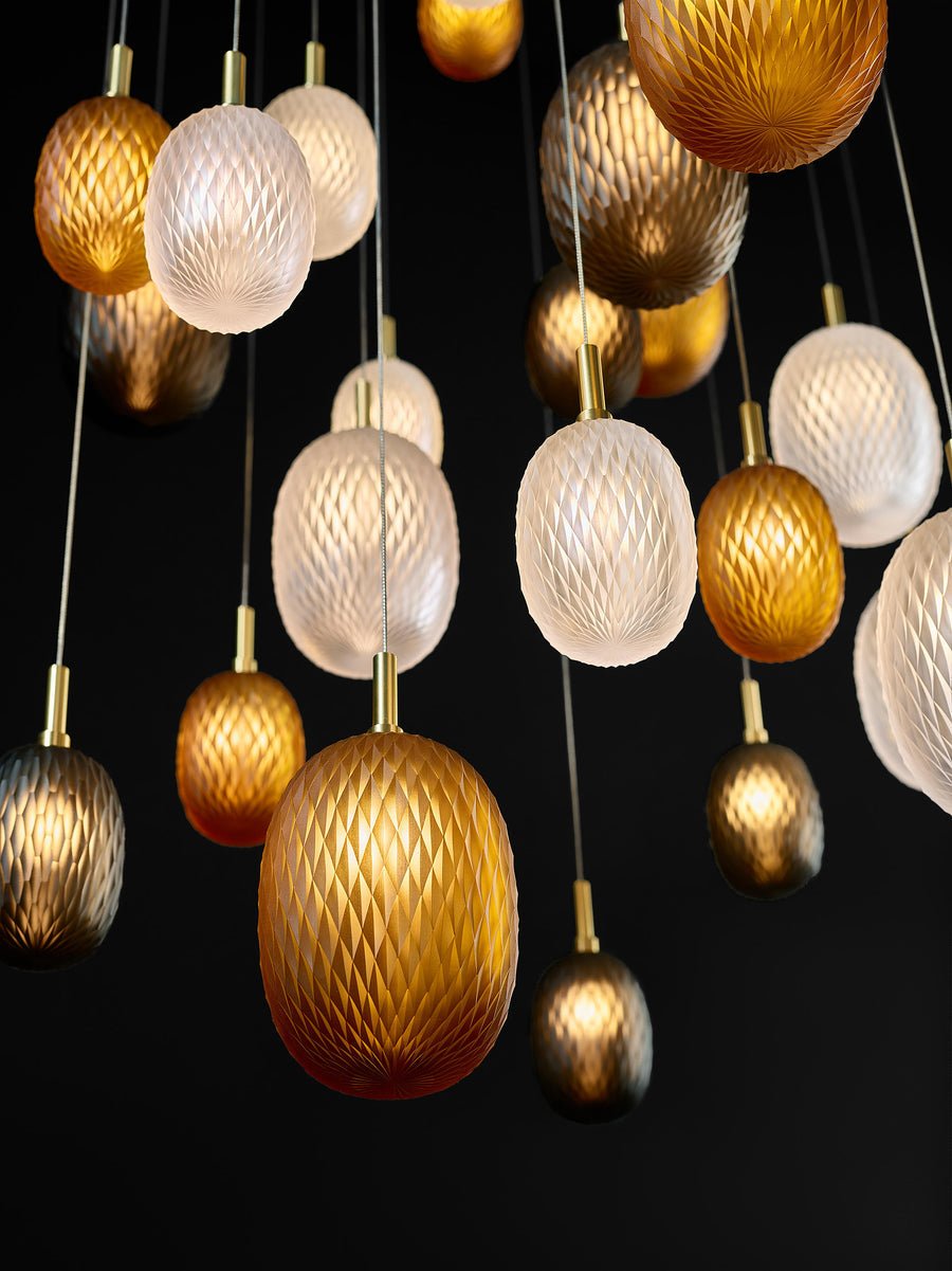 Elegant Chromatic Gem Drop Chandelier - Adjustable Height, LED Compati