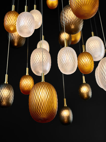 Elegant Chromatic Gem Drop Chandelier - Adjustable Height, LED Compati