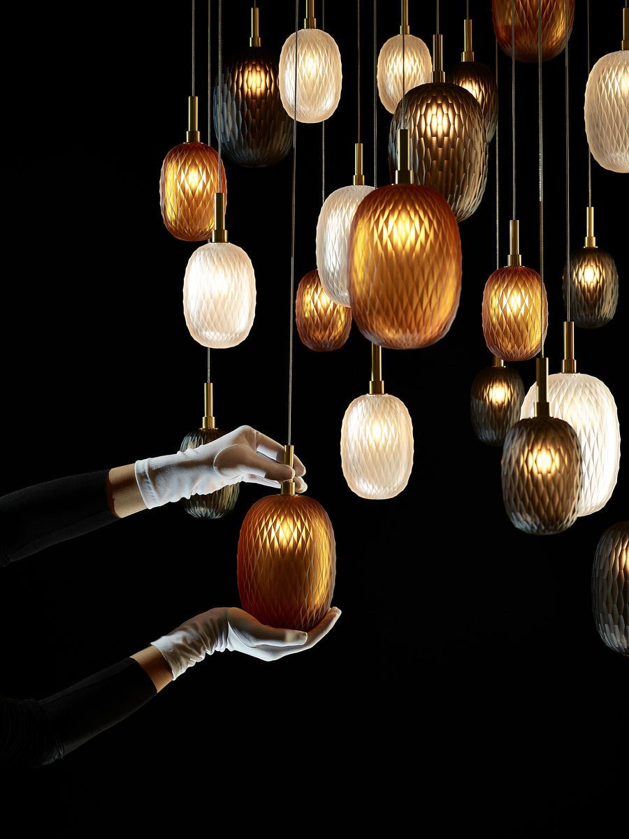 Elegant Chromatic Gem Drop Chandelier - Adjustable Height, LED Compati