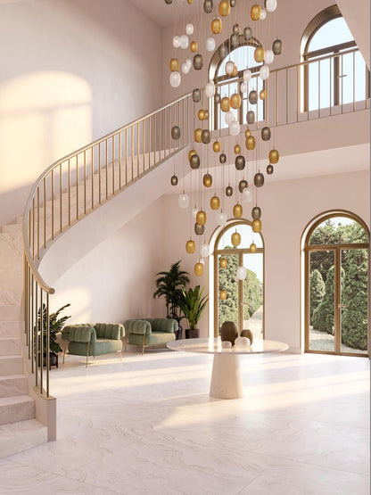 Elegant Chromatic Gem Drop Chandelier - Adjustable Height, LED Compati