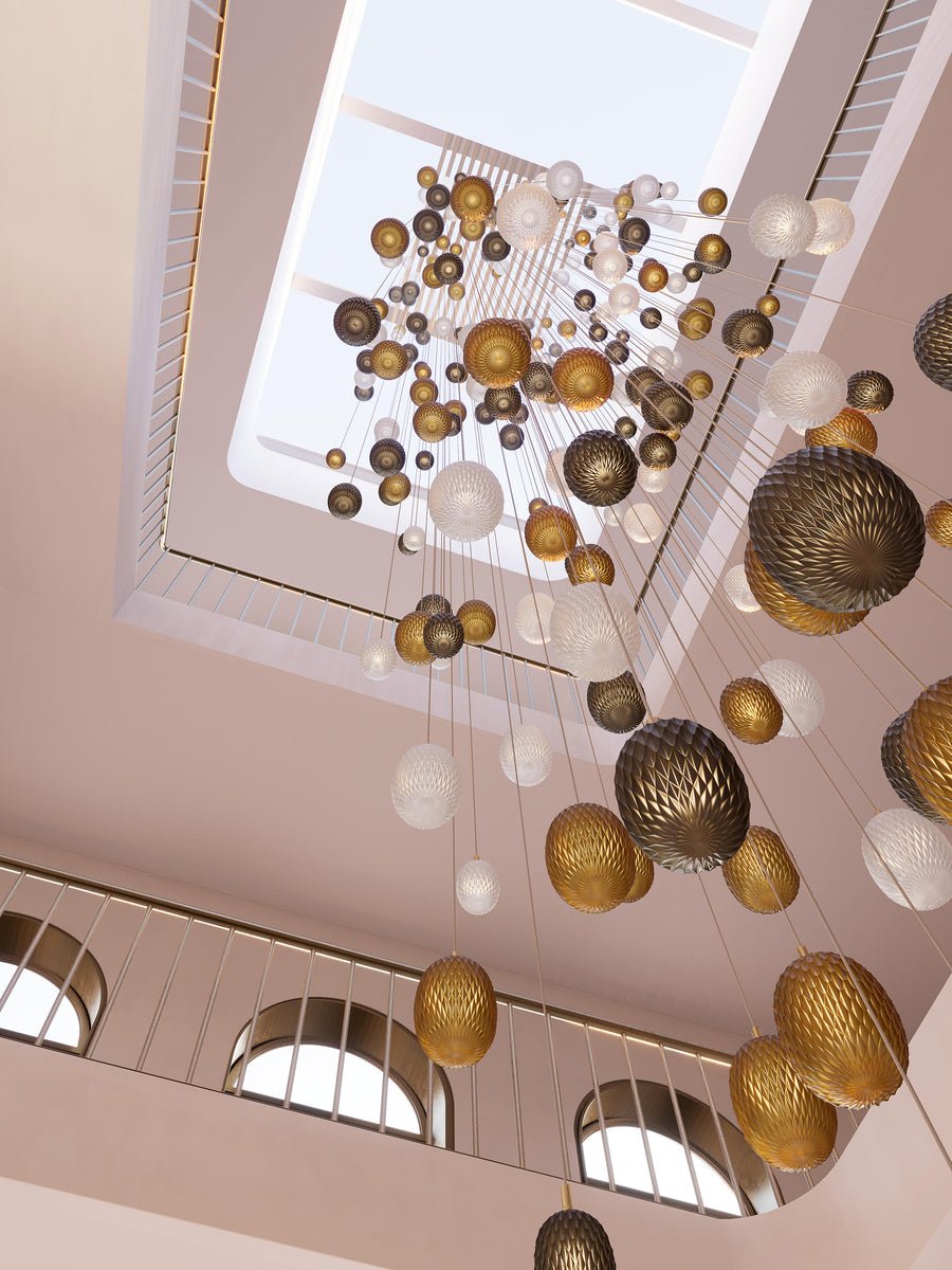 Elegant Chromatic Gem Drop Chandelier - Adjustable Height, LED Compati