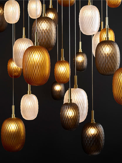 Elegant Chromatic Gem Drop Chandelier - Adjustable Height, LED Compati