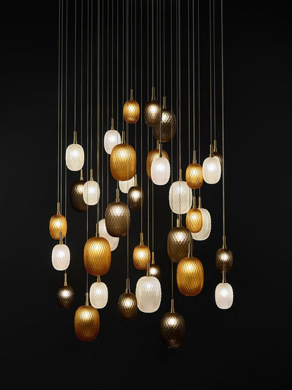 Elegant Chromatic Gem Drop Chandelier - Adjustable Height, LED Compati