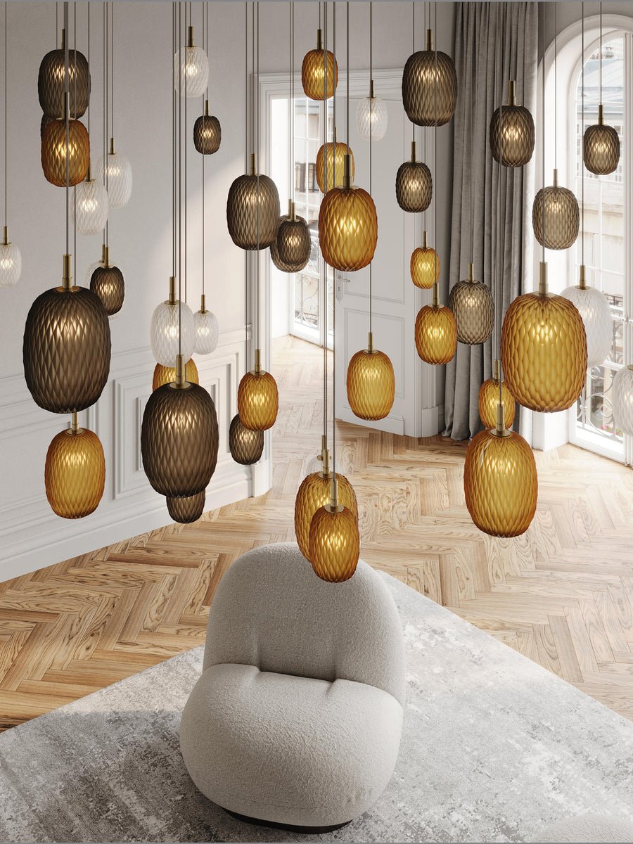 Elegant Chromatic Gem Drop Chandelier - Adjustable Height, LED Compati