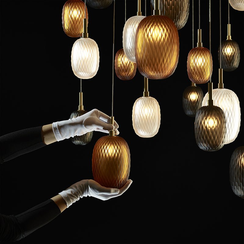 Elegant Chromatic Gem Drop Chandelier - Adjustable Height, LED Compati