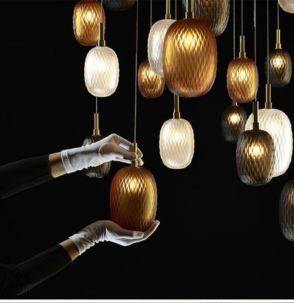 Elegant Chromatic Gem Drop Chandelier - Adjustable Height, LED Compati