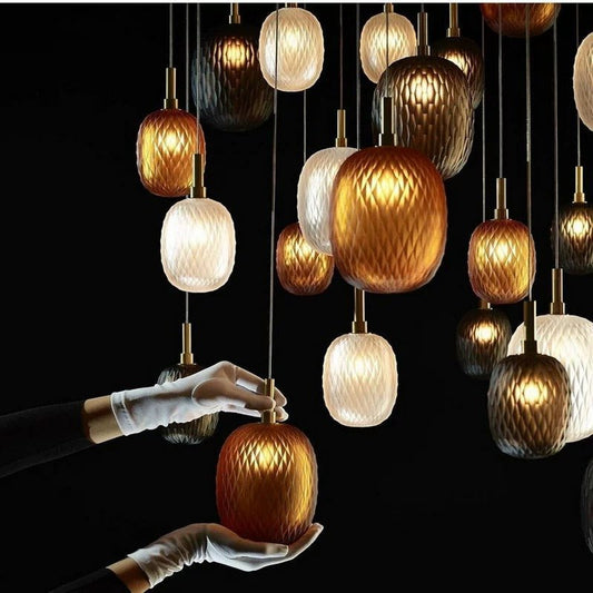 Elegant Chromatic Gem Drop Chandelier - Adjustable Height, LED Compati
