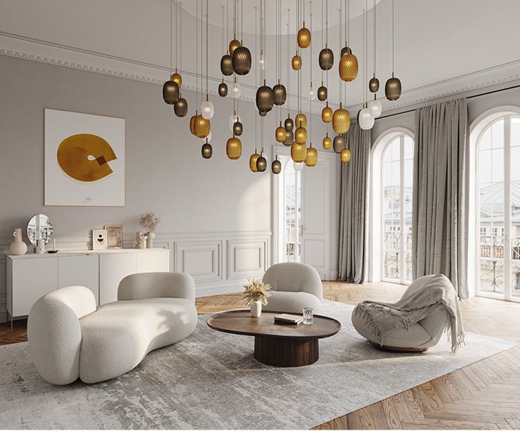 Elegant Chromatic Gem Drop Chandelier - Adjustable Height, LED Compati