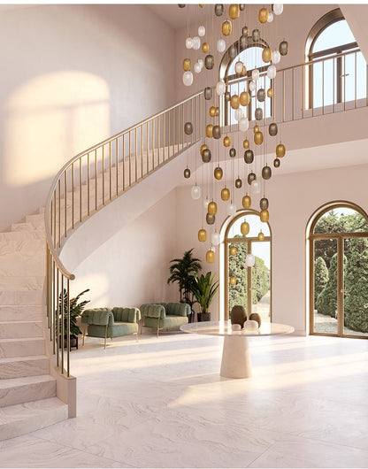 Elegant Chromatic Gem Drop Chandelier - Adjustable Height, LED Compati